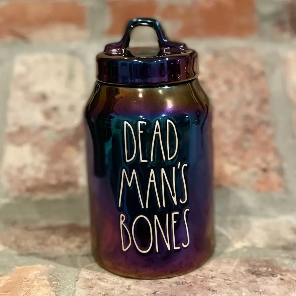 Rae Dunn Dead’s Man’s Bones unique iridescent canister very rare Halloween Decor - Picture 3 of 8